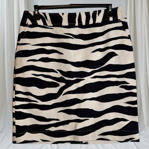 Merona Black and Tan  Zebra Print Midi Skirt New without tags. Size 2